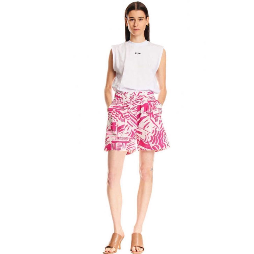 MSGM Summer Brushed Motif Elastic Waist Short Pink White Shorts Women’s Size 42